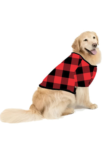 Pijama navideño familiar a juego a cuadros negros y rojos con estampado
